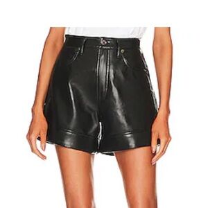 AGOLDE RECYCLED LEATHER ANGLED HEM SHORT IN DETOX Size 25